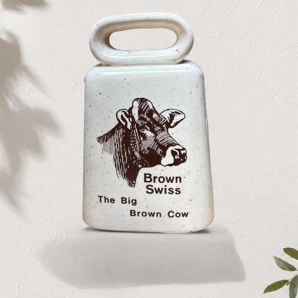 Vintage 1994 South Dakota Brown Swiss Association Ceramic Cow Bell 5.5"